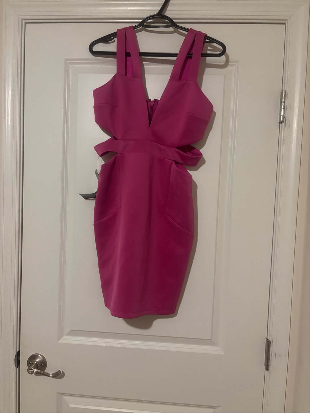 bebe Fuchsia Cutout Midi Sheath Dress